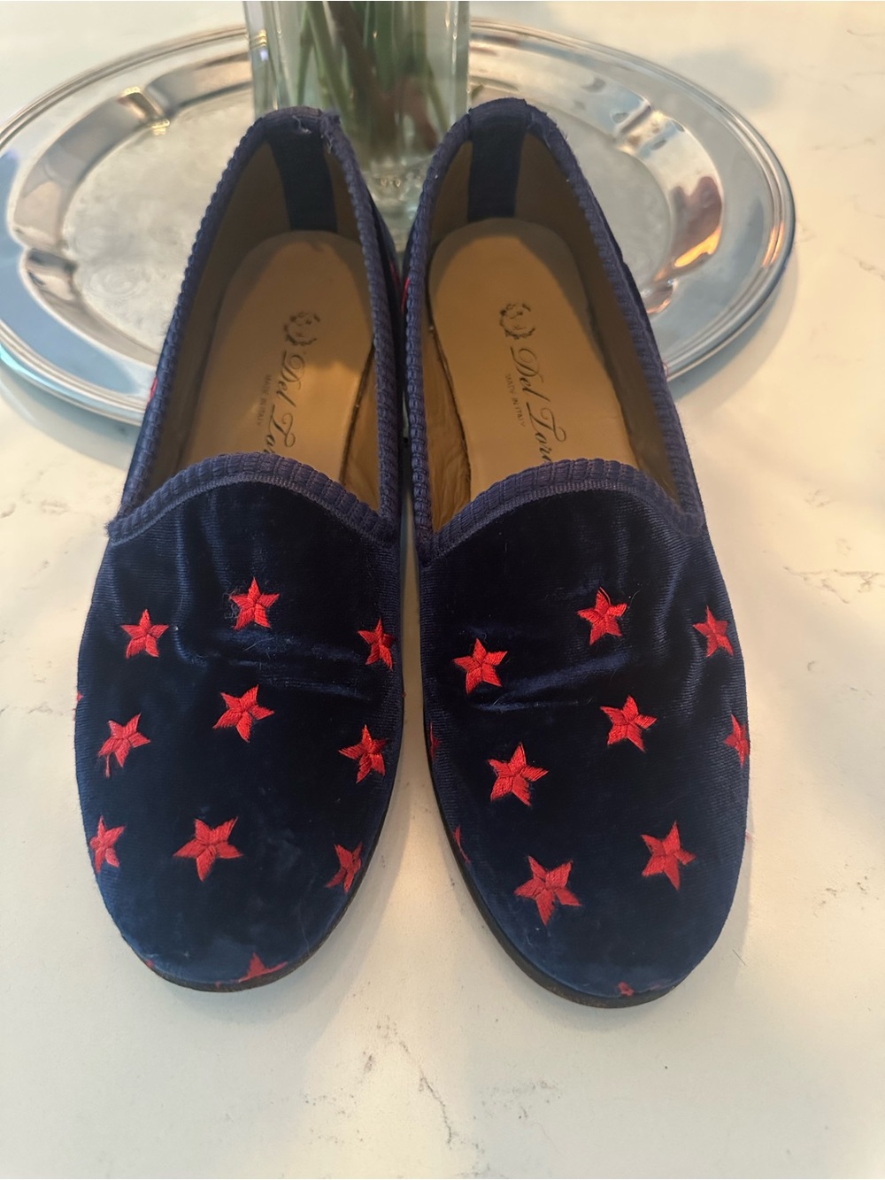Del Toro Patriotic Velvet Loafers